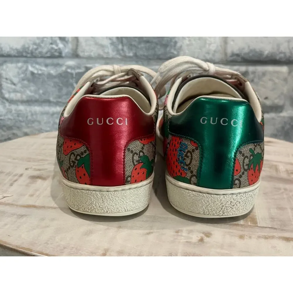 Gucci Ace GG Supreme Strawberry Sneakers size 39.5 eu 9.5w 433900